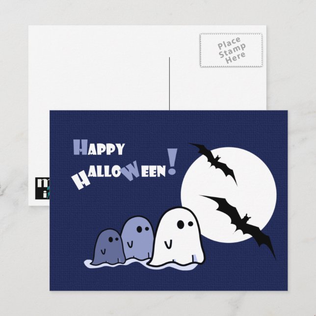 Happy halloween. Lunt Little Spöken Vykort (Fram/baksida)
