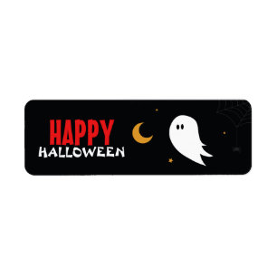 Happy halloween lustig tecknad spökstad returadress etikett