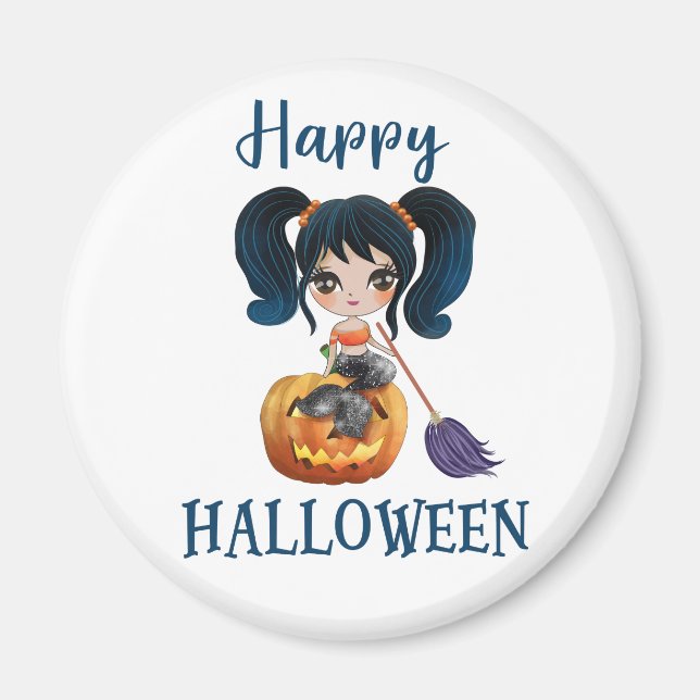 Happy halloween magnet Girl Spooky sjöjungfru magn (Framsidan)