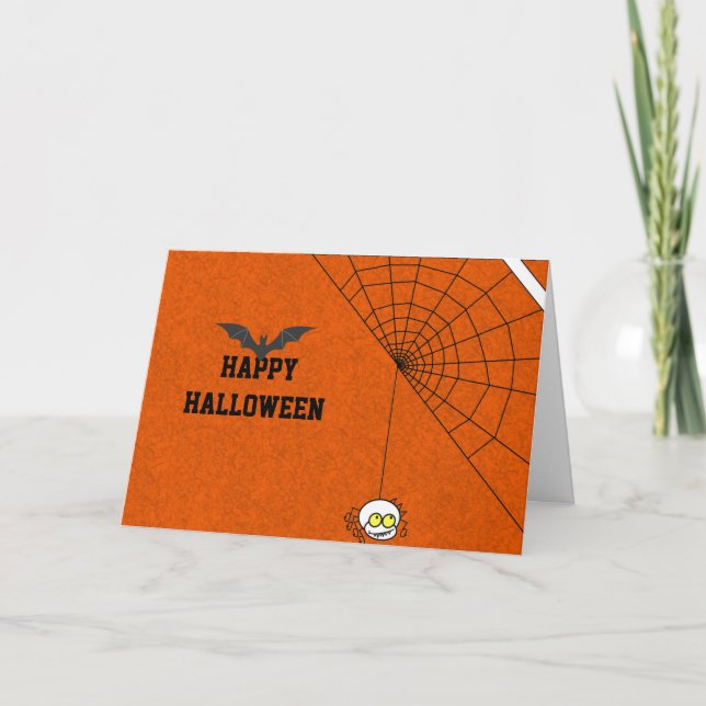 Happy halloween med Black Fladdermus och Spindelnä Kort (Framsida)