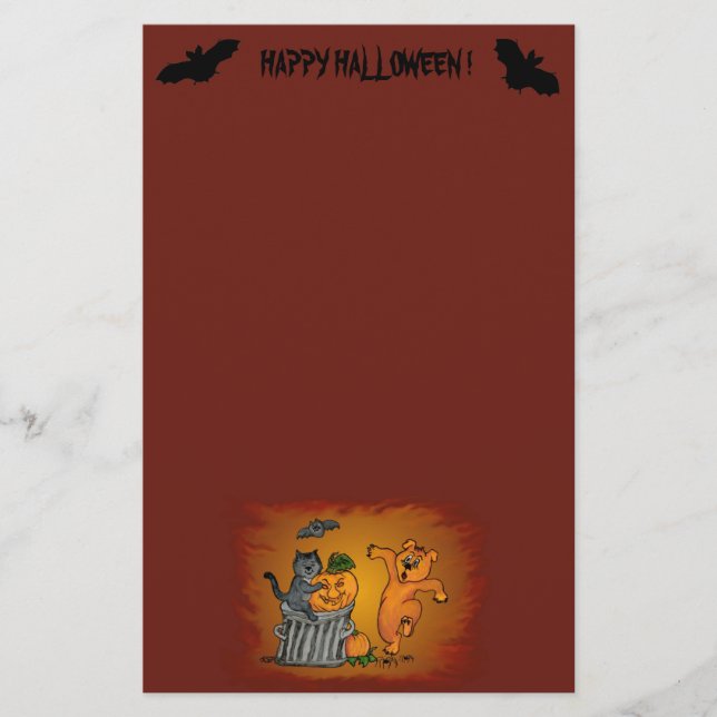 Happy halloween med Cat Fladdermus Hund och Spider Brevpapper (Framsida)