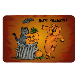 Happy halloween med Cat Fladdermus Hund och Spider Magnet
