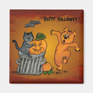 Happy halloween med Cat Fladdermus Hund och Spider Magnet