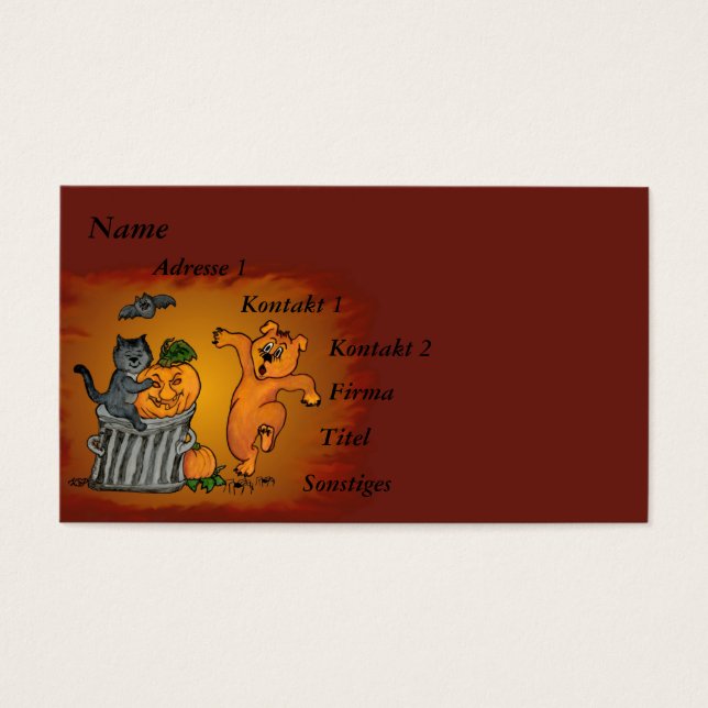 Happy halloween med Cat Fladdermus Hund och Spider Visitkort (Framsidan)