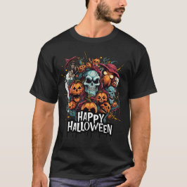 Happy halloween med Döskallar, pumpor och Monster T Shirt