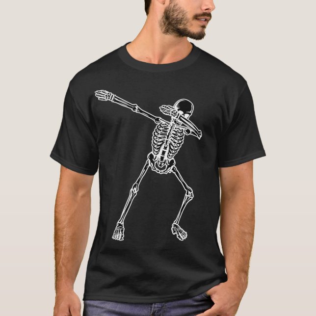 Happy halloween med en dabbingdansare Skeleton 2 T Shirt (Framsida)