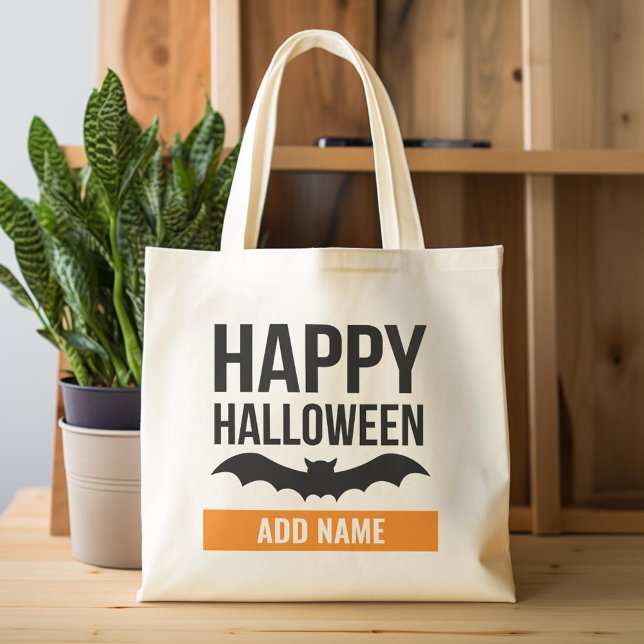 Happy halloween med fet anpassad namnbehandling tygkasse (Custom Tote Bag)