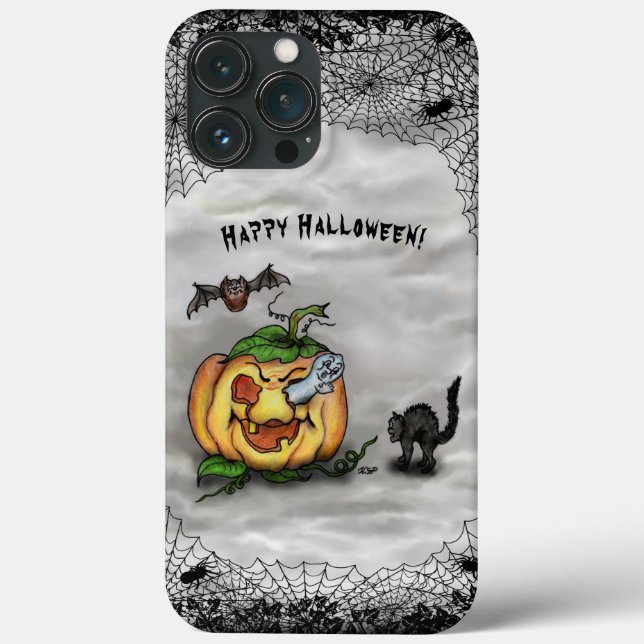 Happy halloween med Ghost Cat Fladdermus Pumpkin (Baksida)