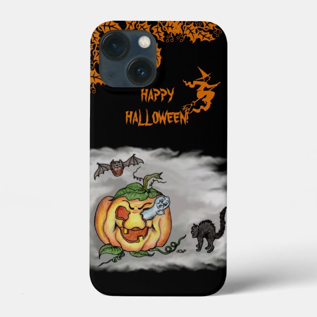 Happy halloween med Ghost Cat Fladdermus Pumpkin (Baksida)
