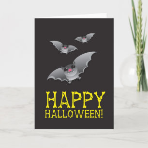 Happy halloween med gulligt batty kort