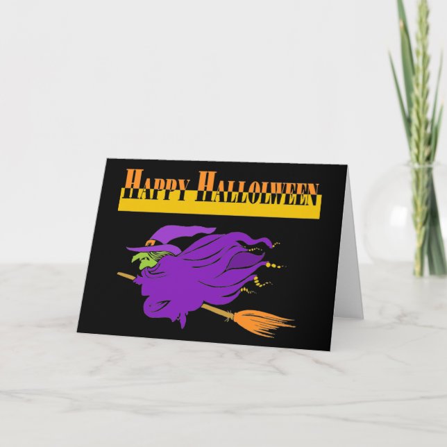 Happy halloween med Lila Witch Kort (Framsida)