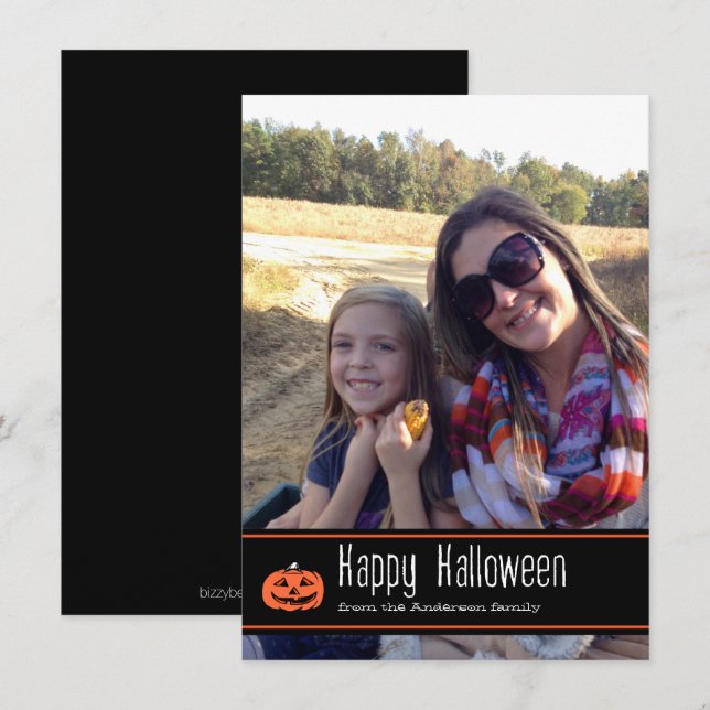 Happy halloween med Pumpkin | Fotokort Kort (Fram/baksida)