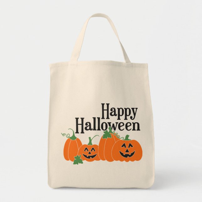 Happy halloween med pumpor och Jack o lantern Tygkasse (Framsidan)