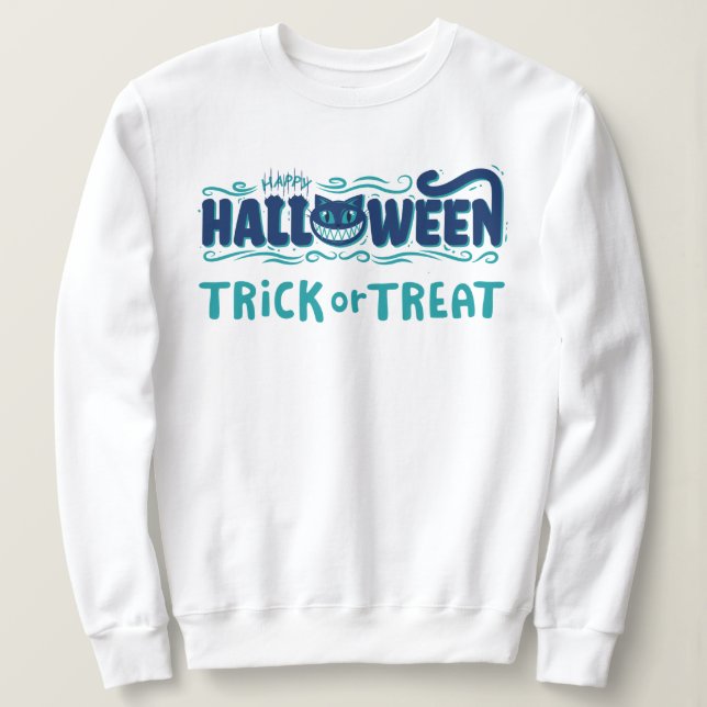 Happy halloween med Scary Cat Ansikte T Shirt (Design framsida)