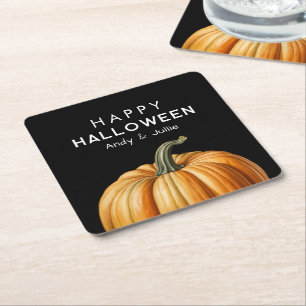 Happy halloween med stor pumpa underlägg papper kvadrat