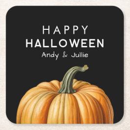 Happy halloween med stor pumpa underlägg papper kvadrat