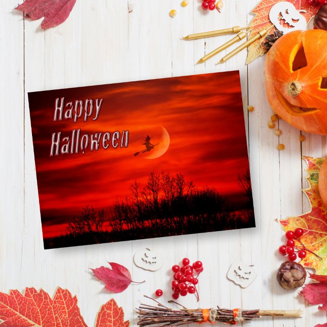 Happy halloween med vykort för beck och Måne (Send to your family and friends a spooky note!)