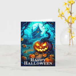 Happy halloween Mischievous Glowing Pumpkins Kort