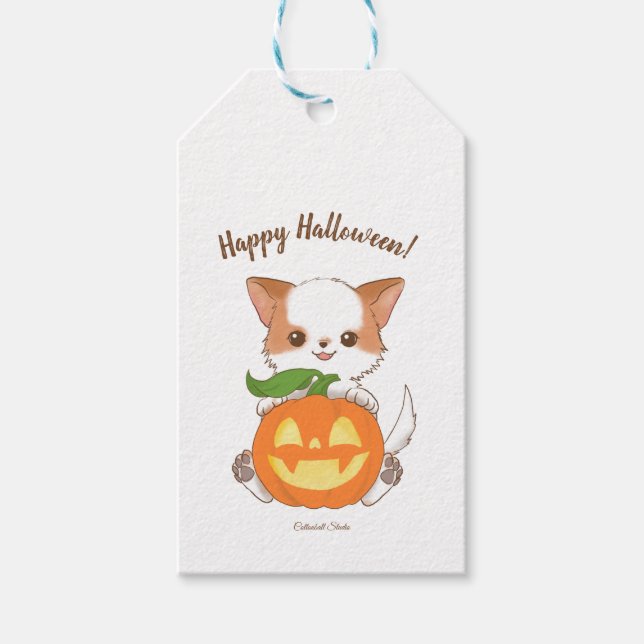 Happy Halloween! Mochi and Jack o'lantern Favor Ba Presentetikett (Framsidan)