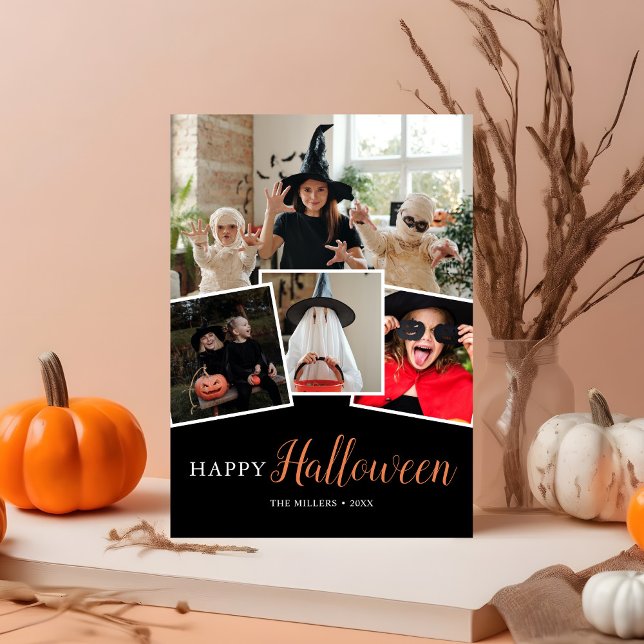 Happy halloween Modern Black Photo Helgdag Card Julkort (Skapare uppladdad)