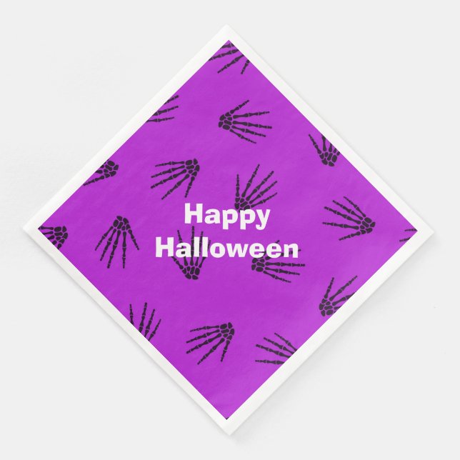 Happy halloween Modern Party Lila Bones Pappersservett (Hörn)