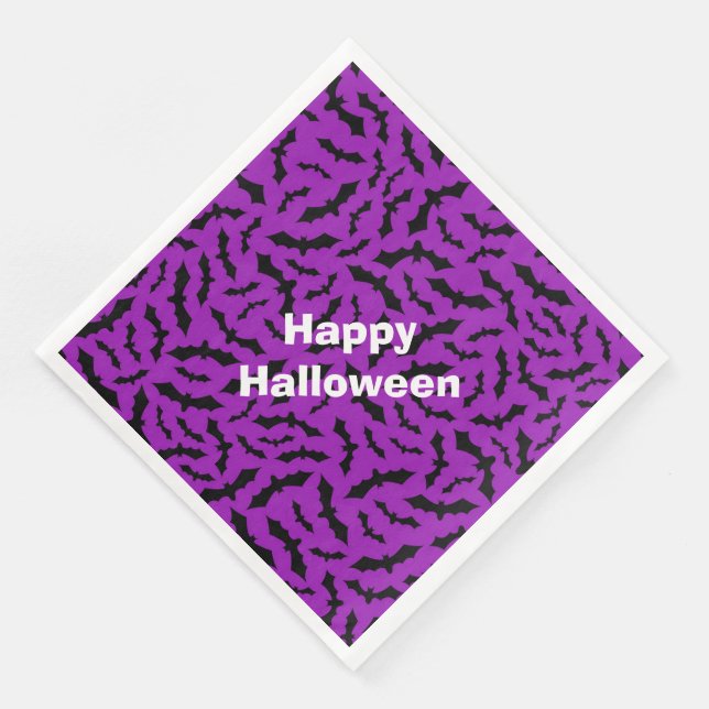 Happy halloween Modern Party Lila Fladdermus Pappersservett (Hörn)