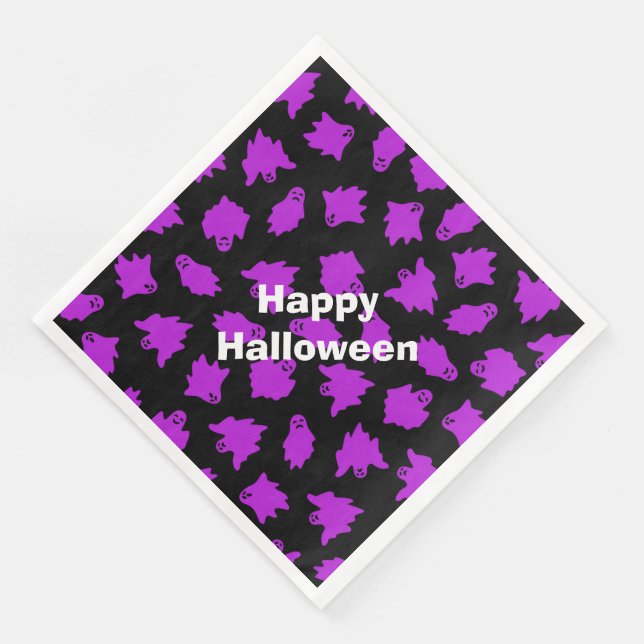 Happy halloween Modern Party Lila Ghost Pappersservett (Hörn)