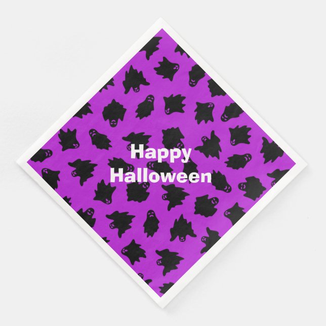 Happy halloween Modern Party Lila Ghost Pappersservett (Hörn)