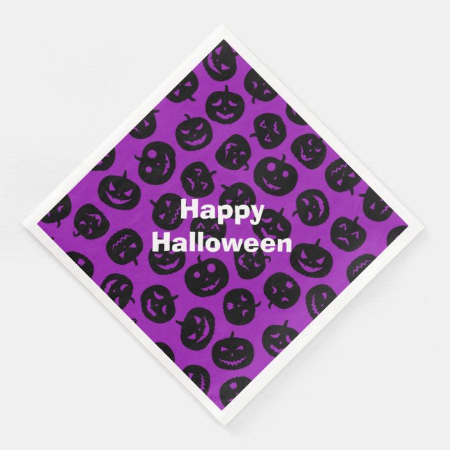 Happy halloween Modern Party Lila Pumpkin Pappersservett (Hörn)