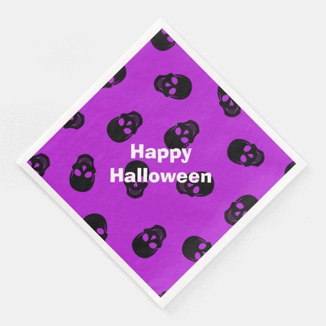 Happy halloween Modern Party Lila Skull Pappersservett (Hörn)