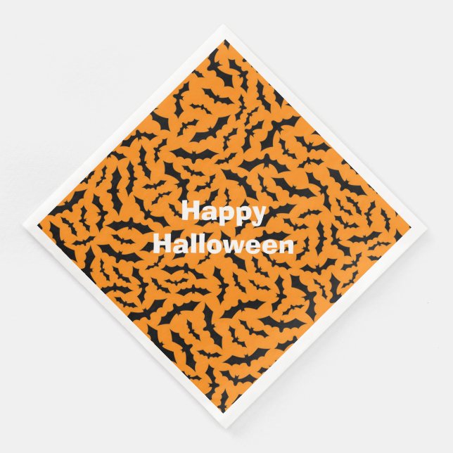 Happy halloween Modern Party Orange Fladdermus Pappersservett (Hörn)