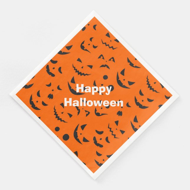 Happy halloween Modern Party Orange Pumpkin Smile Pappersservett (Hörn)