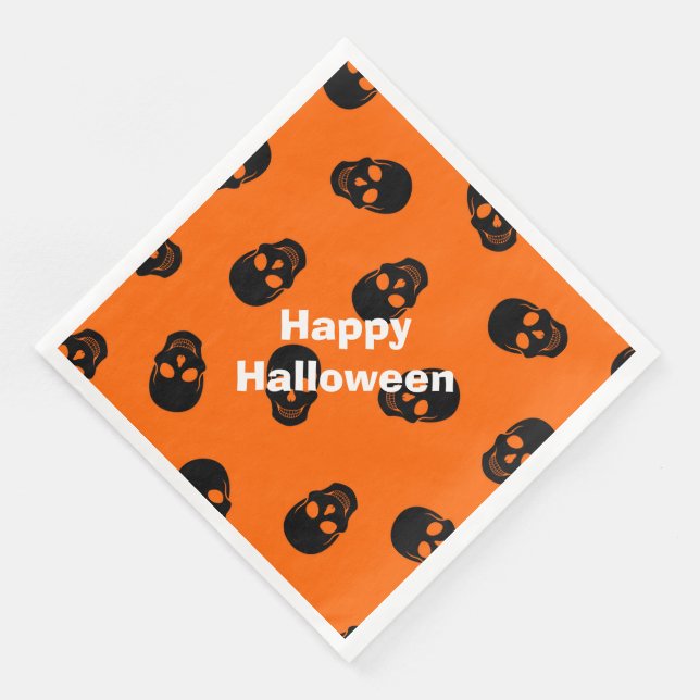 Happy halloween Modern Party Orange Skull Pappersservett (Hörn)