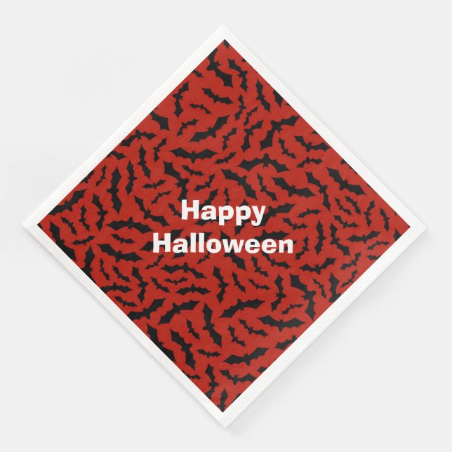 Happy halloween Modern Party Red Fladdermus Pappersservett (Hörn)