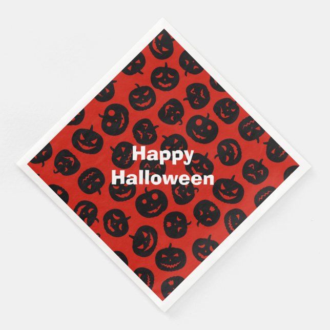 Happy halloween Modern Party Red Pumpkin Pappersservett (Hörn)
