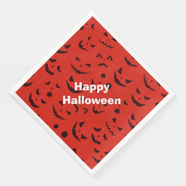 Happy halloween Modern Party Red Pumpkin Smile Pappersservett (Hörn)