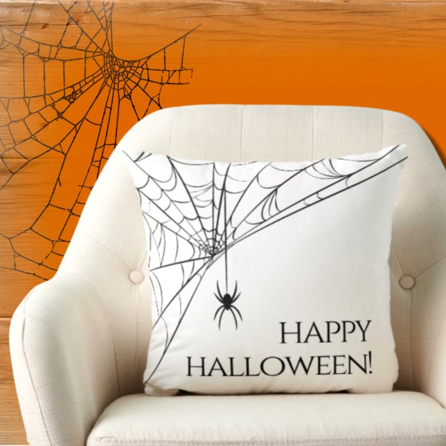 Happy halloween Modern Spider Black White Kudde (Skapare uppladdad)
