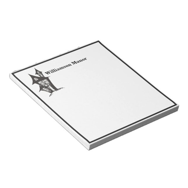 Happy halloween Monogram Family Haunted House Memo Anteckningsblock (Vinklad)