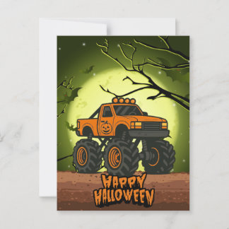Happy halloween Monster Lastbil med fladdermus och Vykort