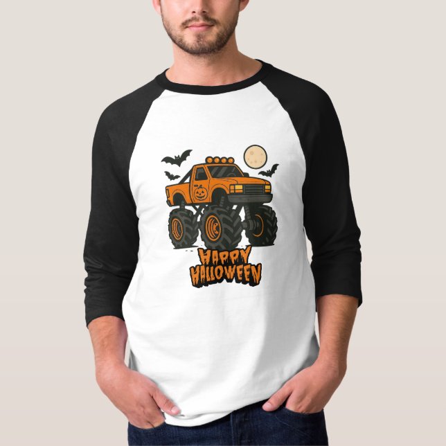 Happy halloween Monster lastbil T Shirt (Framsida)