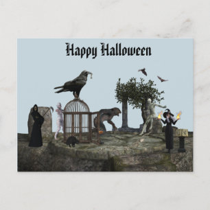 Happy halloween Monster Scene WereWolzombie Vykort