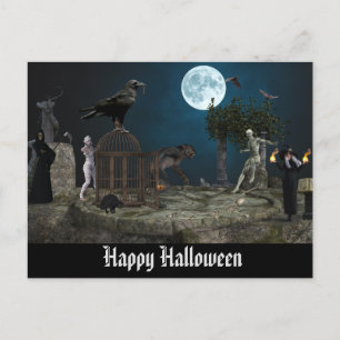 Happy halloween Monster Scene WereWolzombie Vykort