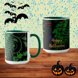 Happy halloween Mörk Greenery Botanical Foliage Mugg