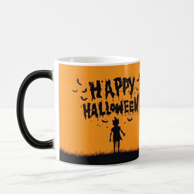 Happy Halloween:Mug with Mysterious Silhouette Magisk Mugg (Vänster)