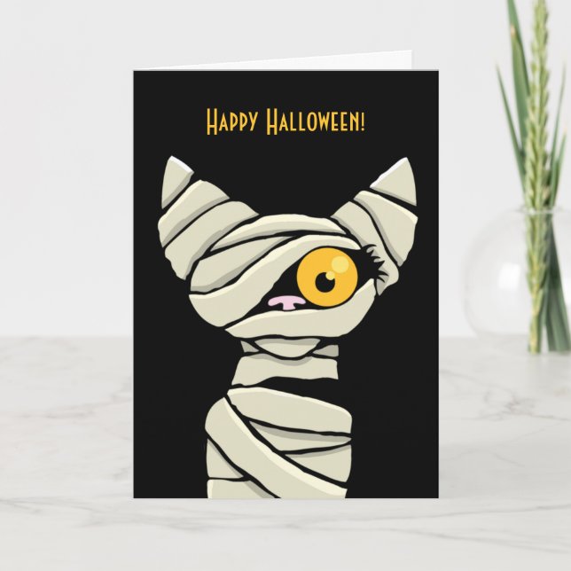 Happy halloween Mummy Cat Kort (Framsida)