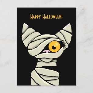 happy halloween Mummy Cat Vykort