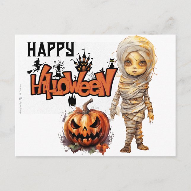 Happy halloween Mummy Helg Vykort (Framsida)