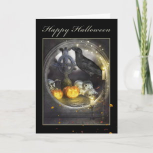 Happy halloween Mystical Raven Greeting Card Kort