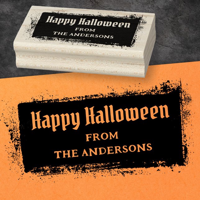 Happy halloween-namn, smutsig gritty grunge stämpel (Happy Halloween custom name dirty gritty grunge Rubber Stamp)
