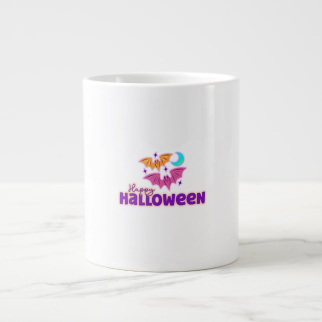 Happy halloween Natten - Cute Fladdermus & Måne-ta Jumbo Mugg (Framsidan)